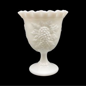 Ruffled White Milk Glass Grape Goblet Shaped Goblet -  Vintage